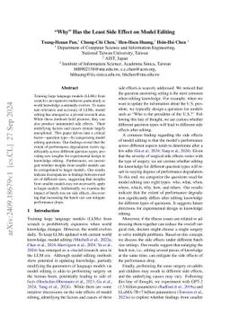 "Why" Has the Least Side Effect on Model Editing