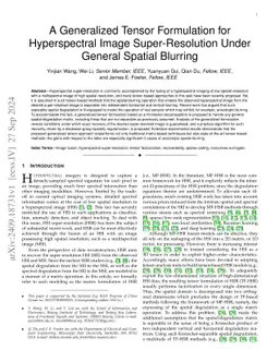A Generalized Tensor Formulation for Hyperspectral Image
  Super-Resolution Under General Spatial Blurring