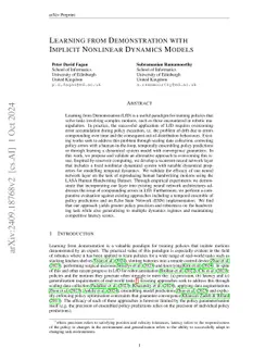 Learning from Demonstration with Implicit Nonlinear Dynamics Models