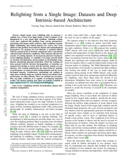 Relighting from a Single Image: Datasets and Deep Intrinsic-based
  Architecture