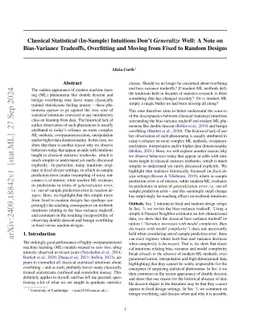 Classical Statistical (In-Sample) Intuitions Don't Generalize Well: A
  Note on Bias-Variance Tradeoffs, Overfitting and Moving from Fixed to Random
  Designs
