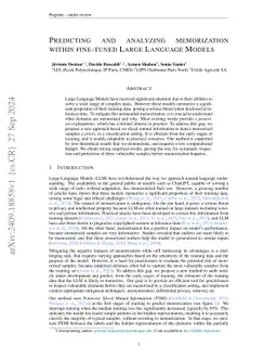 Predicting memorization within Large Language Models fine-tuned for classification