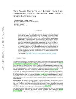 Two Sparse Matrices are Better than One: Sparsifying Neural Networks with Double Sparse Factorization