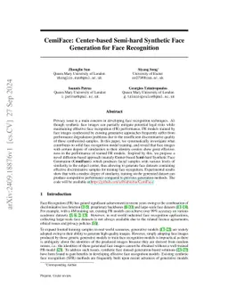CemiFace: Center-based Semi-hard Synthetic Face Generation for Face
  Recognition