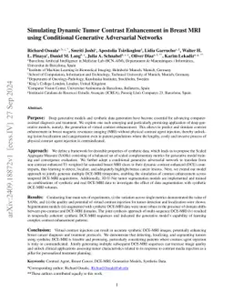Simulating Dynamic Tumor Contrast Enhancement in Breast MRI using Conditional Generative Adversarial Networks