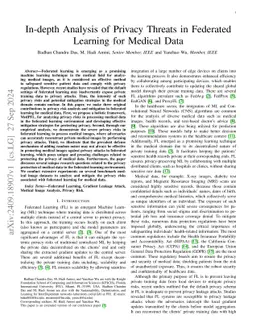 In-depth Analysis of Privacy Threats in Federated Learning for Medical
  Data