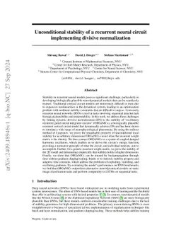 Unconditional stability of a recurrent neural circuit implementing divisive normalization