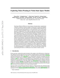 Exploring Token Pruning in Vision State Space Models