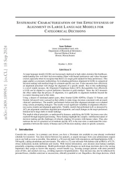 Systematic Characterization of the Effectiveness of Alignment in Large
  Language Models for Categorical Decisions