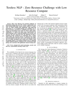 Textless NLP -- Zero Resource Challenge with Low Resource Compute
