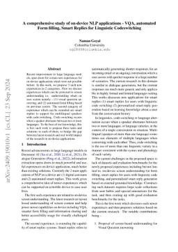 A comprehensive study of on-device NLP applications -- VQA, automated
  Form filling, Smart Replies for Linguistic Codeswitching