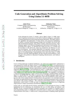 Code Generation and Algorithmic Problem Solving Using Llama 3.1 405B