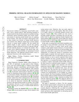 Probing mental health information in speech foundation models