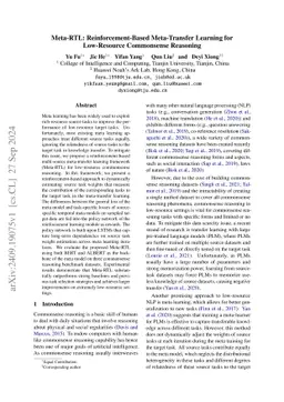 Meta-RTL: Reinforcement-Based Meta-Transfer Learning for Low-Resource Commonsense Reasoning