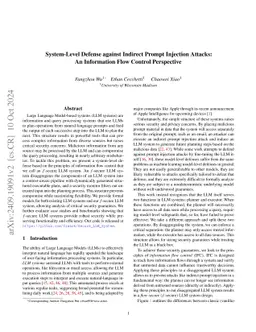 System-Level Defense against Indirect Prompt Injection Attacks: An
  Information Flow Control Perspective