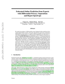 Federated Online Prediction from Experts with Differential Privacy:
  Separations and Regret Speed-ups