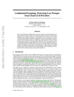 Confidential Prompting: Privacy-preserving LLM Inference on Cloud