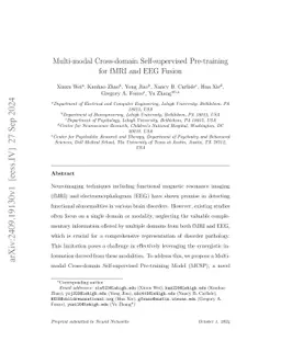 Multi-modal Cross-domain Self-supervised Pre-training for fMRI and EEG
  Fusion