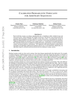 Calibrated Probabilistic Forecasts for Arbitrary Sequences