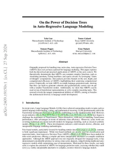 On the Power of Decision Trees in Auto-Regressive Language Modeling