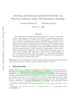 Learning non-Gaussian spatial distributions via Bayesian transport maps with parametric shrinkage
