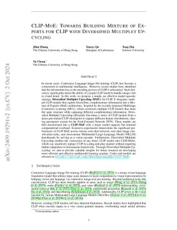 CLIP-MoE: Towards Building Mixture of Experts for CLIP with Diversified Multiplet Upcycling