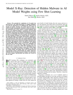 Model X-Ray: Detection of Hidden Malware in AI Model Weights using Few
  Shot Learning