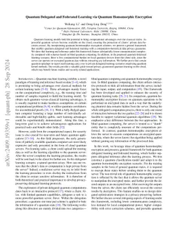 Quantum delegated and federated learning via quantum homomorphic
  encryption