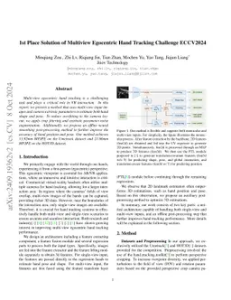 1st Place Solution of Multiview Egocentric Hand Tracking Challenge
  ECCV2024