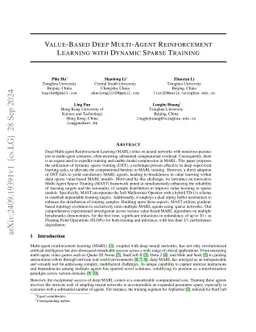 Value-Based Deep Multi-Agent Reinforcement Learning with Dynamic Sparse
  Training