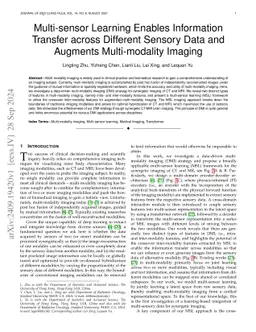 Multi-sensor Learning Enables Information Transfer across Different
  Sensory Data and Augments Multi-modality Imaging