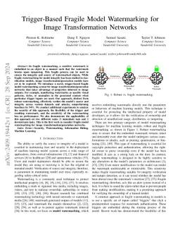 Trigger-Based Fragile Model Watermarking for Image Transformation
  Networks
