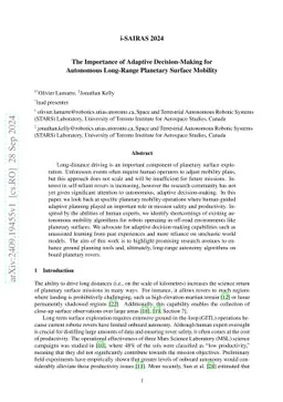 The Importance of Adaptive Decision-Making for Autonomous Long-Range Planetary Surface Mobility