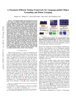 A Parameter-Efficient Tuning Framework for Language-guided Object Grounding and Robot Grasping