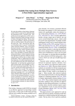 Scalable Fine-tuning from Multiple Data Sources: A First-Order Approximation Approach