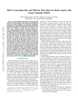 SELP: Generating Safe and Efficient Task Plans for Robot Agents with Large Language Models