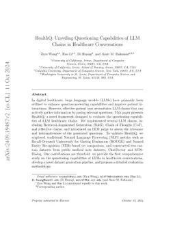 HealthQ: Unveiling Questioning Capabilities of LLM Chains in Healthcare Conversations