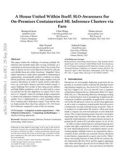 A House United Within Itself: SLO-Awareness for On-Premises
  Containerized ML Inference Clusters via Faro