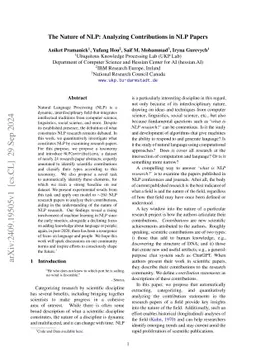 The Nature of NLP: Analyzing Contributions in NLP Papers