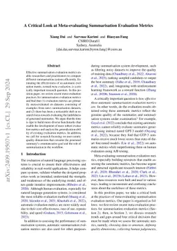 A Critical Look at Meta-evaluating Summarisation Evaluation Metrics