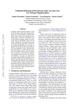 Unlabeled Debiasing in Downstream Tasks via Class-wise Low Variance
  Regularization