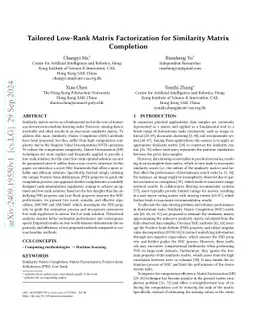 Tailed Low-Rank Matrix Factorization for Similarity Matrix Completion