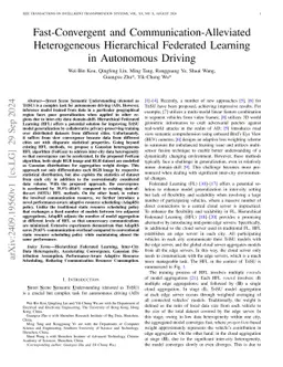 Fast-Convergent and Communication-Alleviated Heterogeneous Hierarchical
  Federated Learning in Autonomous Driving