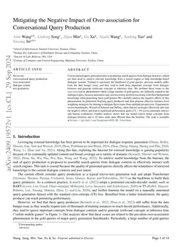 Mitigating the Negative Impact of Over-association for Conversational
  Query Production