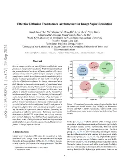 Effective Diffusion Transformer Architecture for Image Super-Resolution