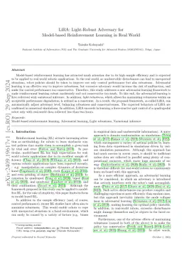 LiRA: Light-Robust Adversary for Model-based Reinforcement Learning in Real World