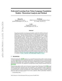 Federated Learning from Vision-Language Foundation Models: Theoretical
  Analysis and Method