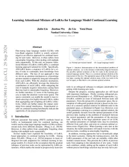 Learning Attentional Mixture of LoRAs for Language Model Continual
  Learning