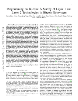 Programming on Bitcoin: A Survey of Layer 1 and Layer 2 Technologies in
  Bitcoin Ecosystem