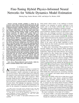 Fine-Tuning Hybrid Physics-Informed Neural Networks for Vehicle Dynamics
  Model Estimation